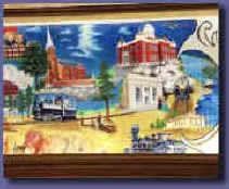 Detail of mural depicting Gasconade County History painted by a local artist.