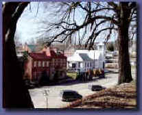 View of First Street from Courthouse lawn.